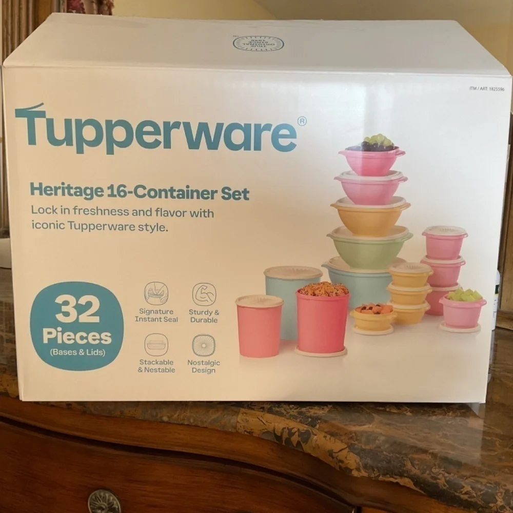 New with box Tupperware Heritage Collection 32 Piece Food Storage Container Set